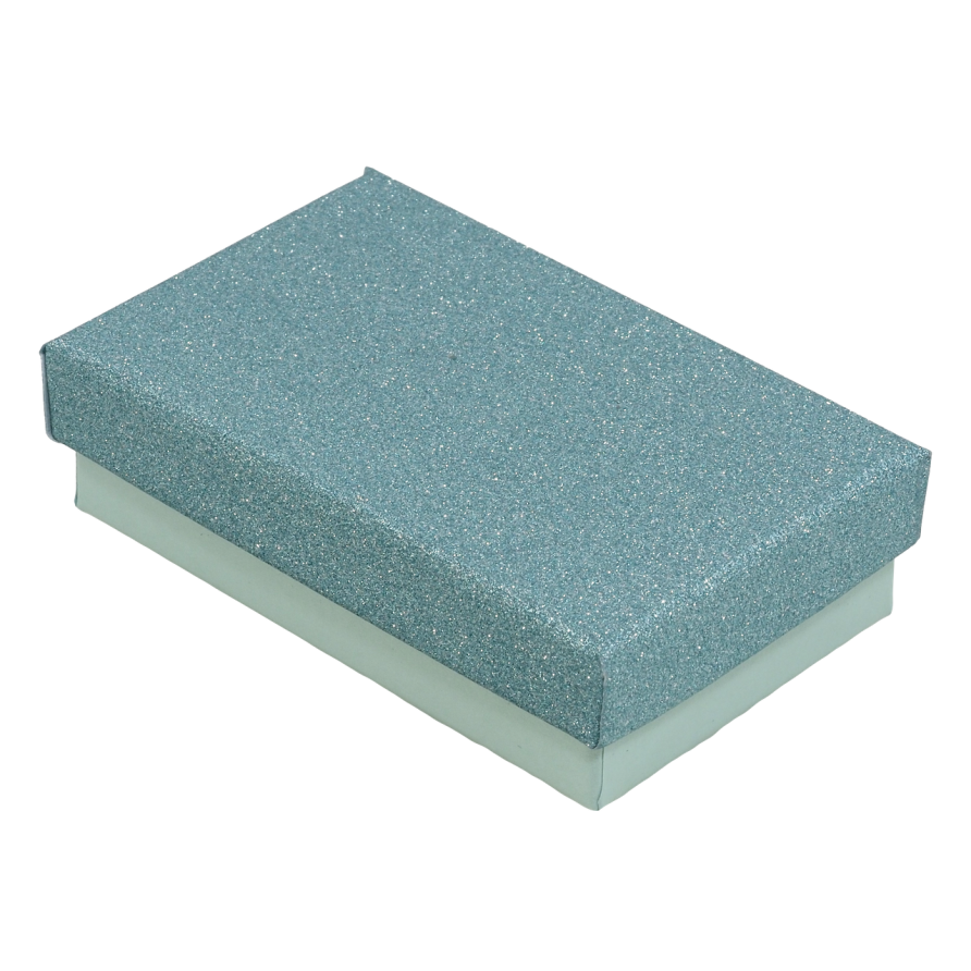 Подарункова коробка бірюзова з шиммером Універсальна (Каблучка, Кулон, Сережки) Розмір 5х8см, h = 2.5см ціна за 1 шт. фото №1