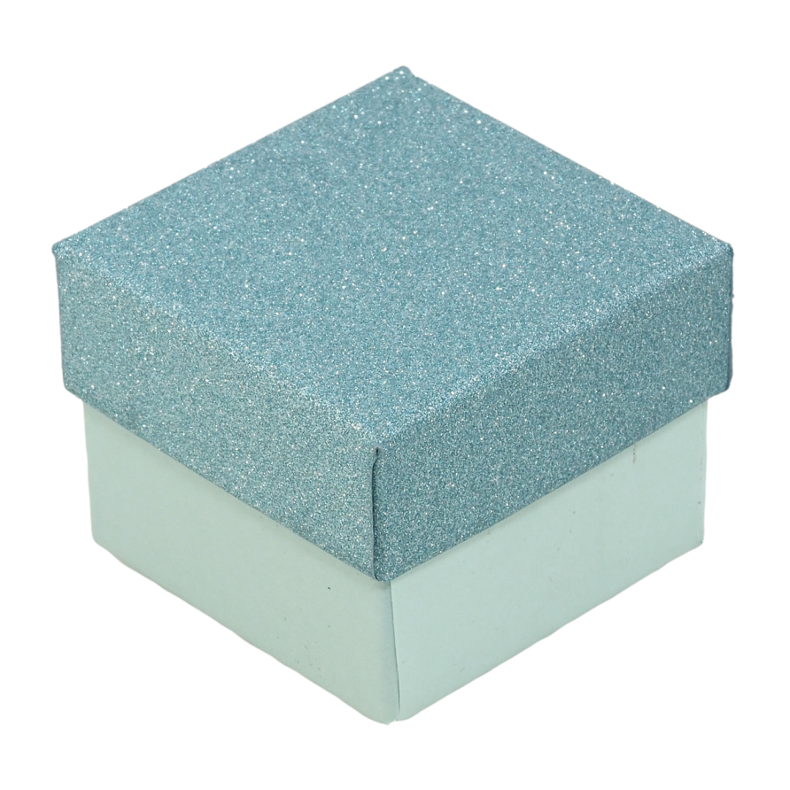 Подарункова коробка бірюзова з шиммером Під каблучку Розмір 5х5см h= 4см фото №1
