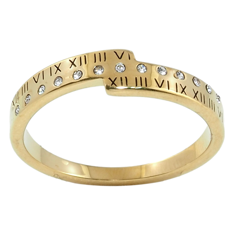 Каблучка Xuping TTM Stainless Steel Колір 14К Римські цифри з кристалами фото №1