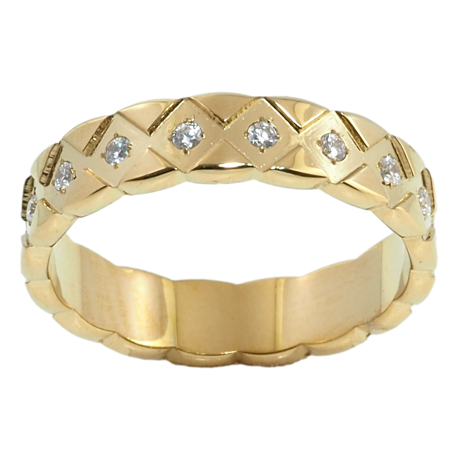 Каблучка Xuping TTM Stainless Steel Колір 14К Ромбовий орнамент з цирконієм фото №1