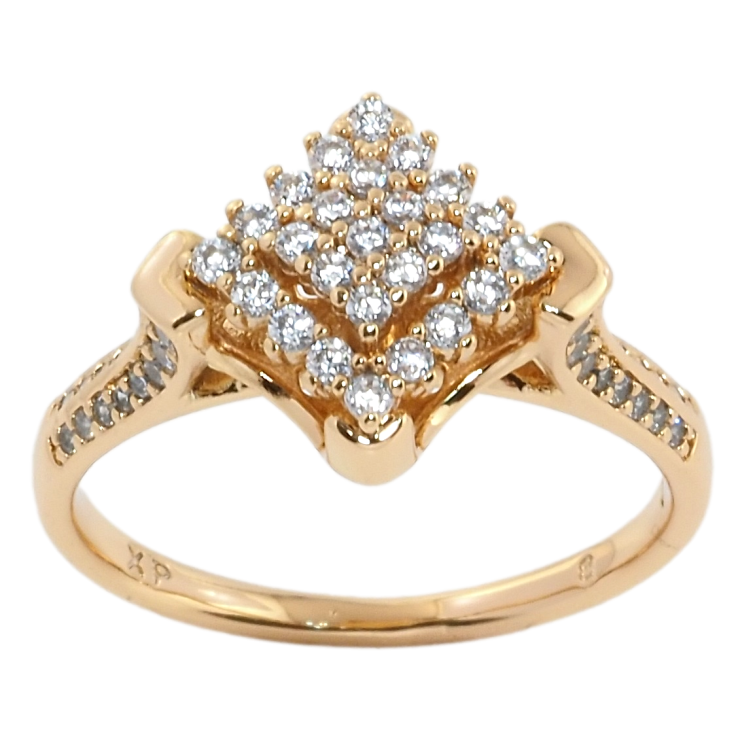 Кольцо Xuping Позолота 18K Ромб инкрустация цирконием фото №12