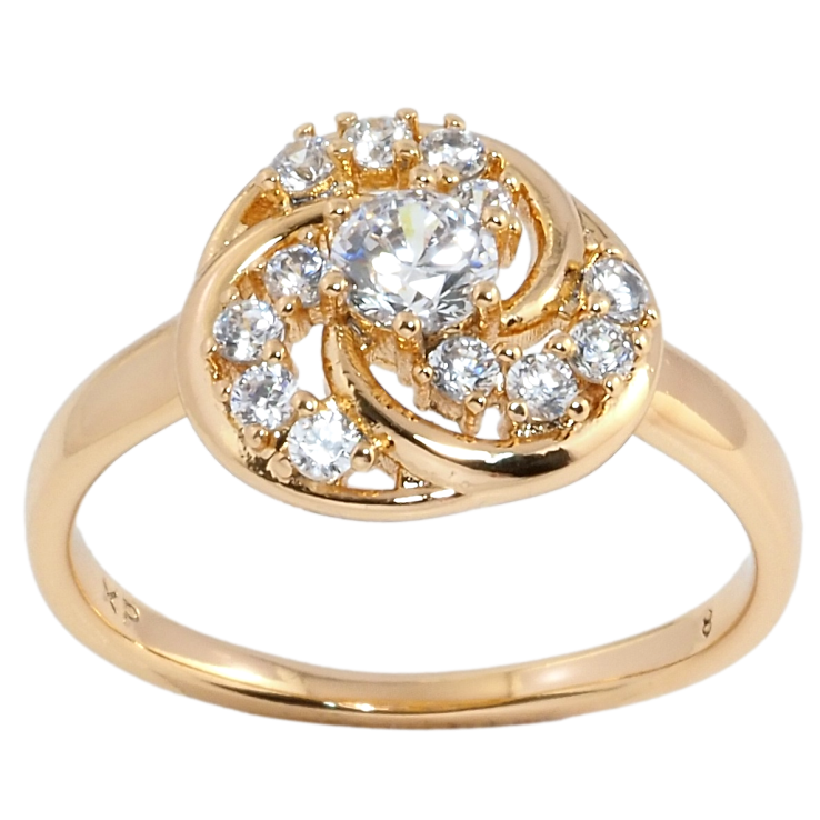 Кольцо Xuping Позолота 18K Купол с цирконием фото №22