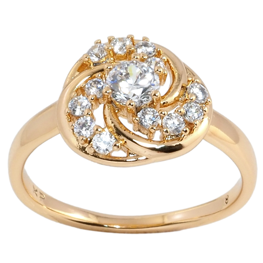 Кольцо Xuping Позолота 18K Купол с цирконием фото №1