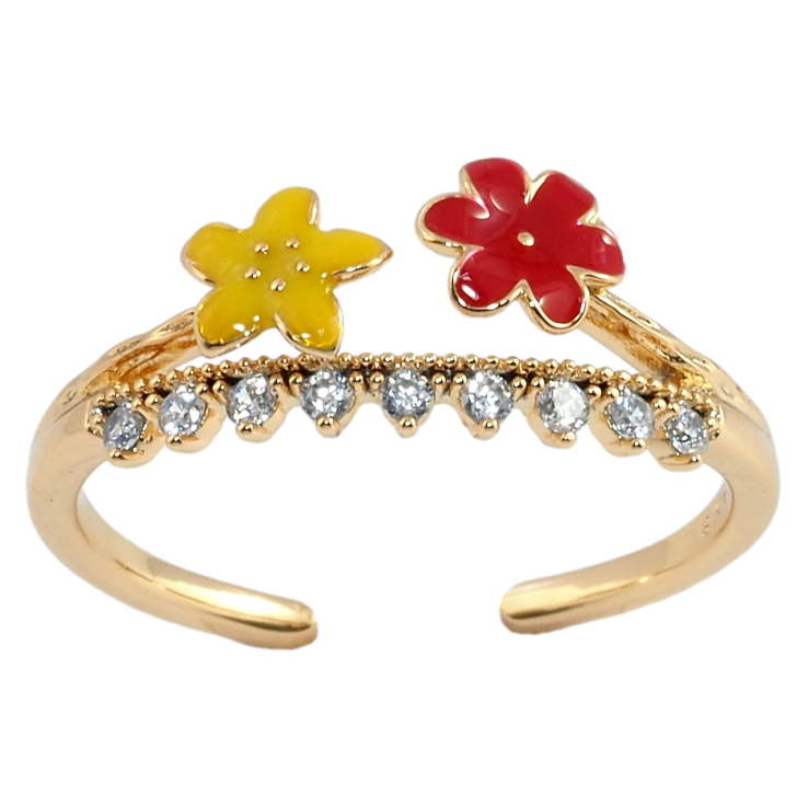 Кольцо Xuping Позолота 18K Желтый и красный цветочки фото №23