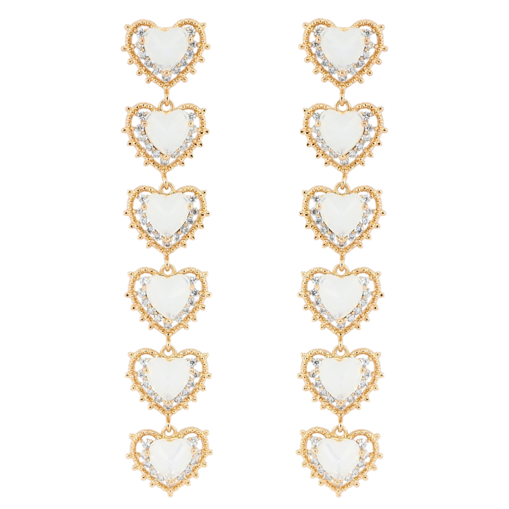Серьги Xuping QQMM Позолота 18K пусеты Подвески сердечки с белыми фианитами и цирконием фото №13