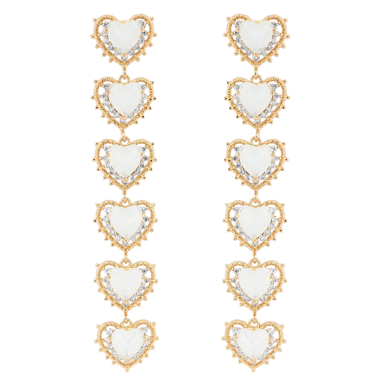Сережки Xuping QQMM Позолота 18K пусети Підвіски серця з білими фіанітами і цирконієм фото №1
