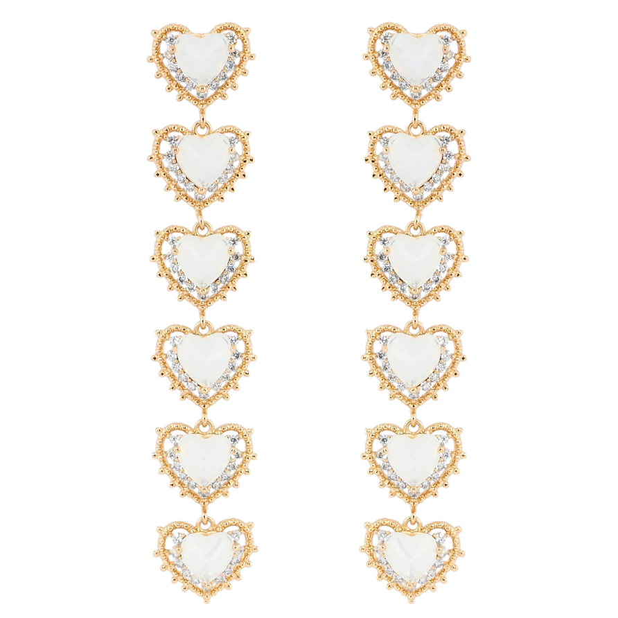 Серьги Xuping QQMM Позолота 18K пусеты Подвески сердечки с белыми фианитами и цирконием фото №1