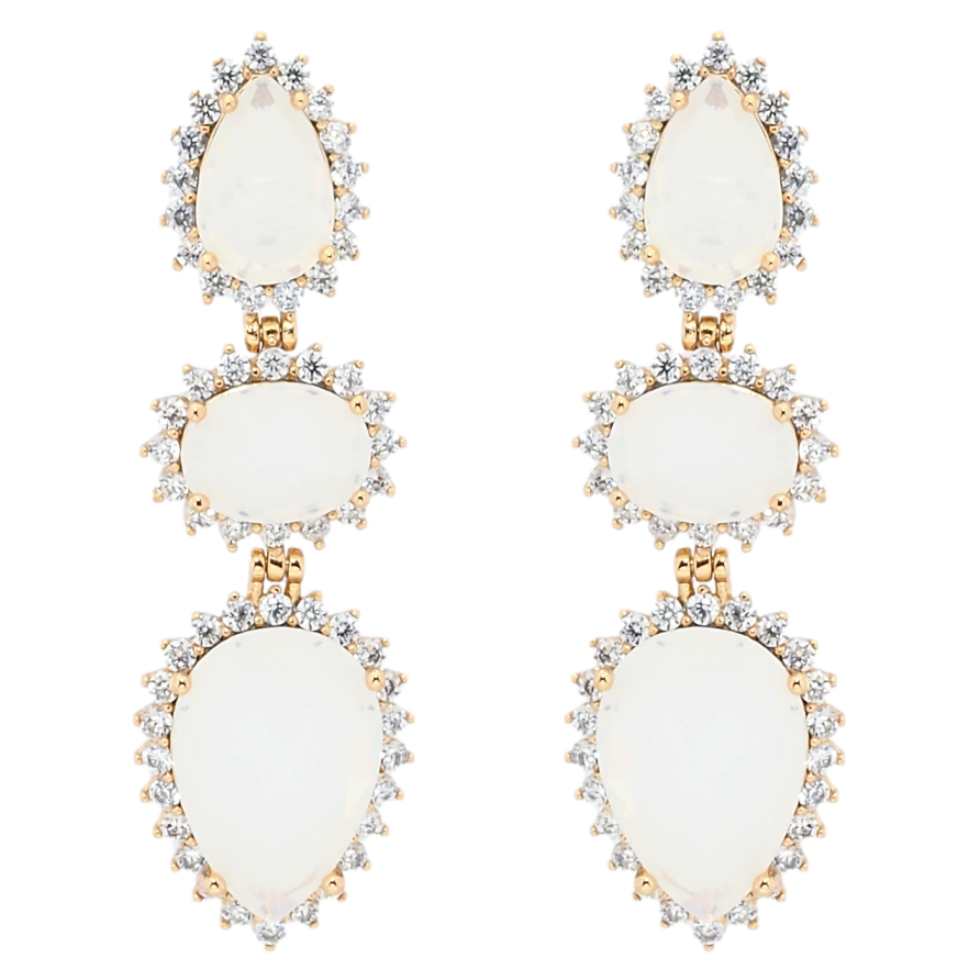 Серьги Xuping QQMM Позолота 18K пусеты Подвески с белыми фианитами и цирконием фото №1