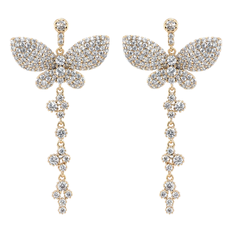 Сережки Xuping QQMM Позолота 18K пусети Підвіски метелики з інкрустацією цирконієм фото №1