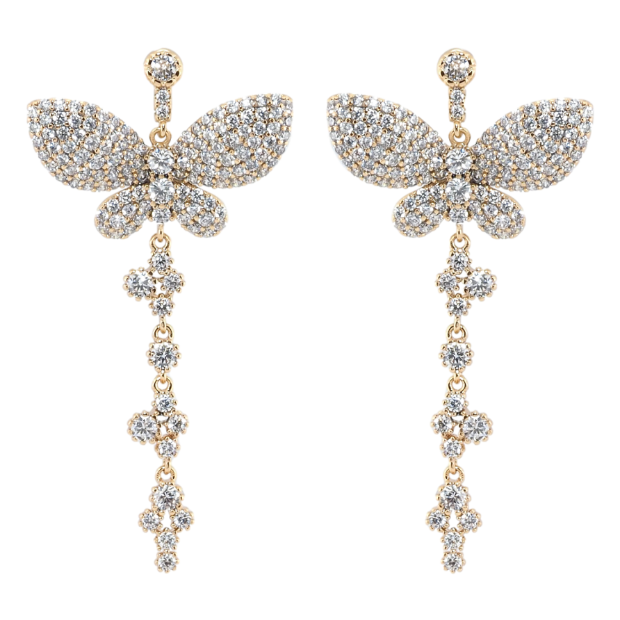 Серьги Xuping QQMM Позолота 18K пусеты Подвески бабочки с инкрустацией цирконием фото №1