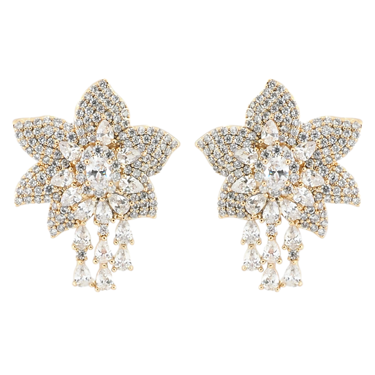 Серьги Xuping QQMM Позолота 18K пусеты Цветы с инкрустацией цирконием фото №18