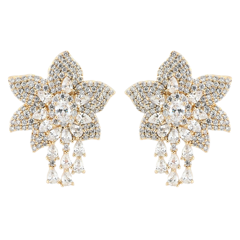 Сережки Xuping QQMM Позолота 18K пусети Квіти з інкрустацією цирконієм фото №1