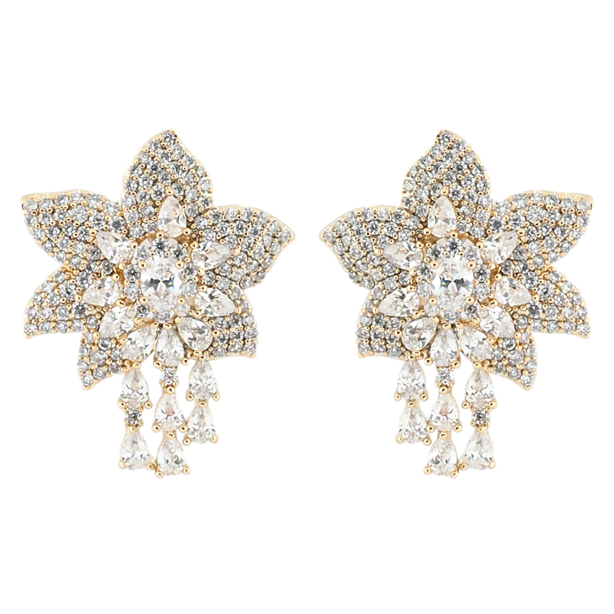 Серьги Xuping QQMM Позолота 18K пусеты Цветы с инкрустацией цирконием фото №1