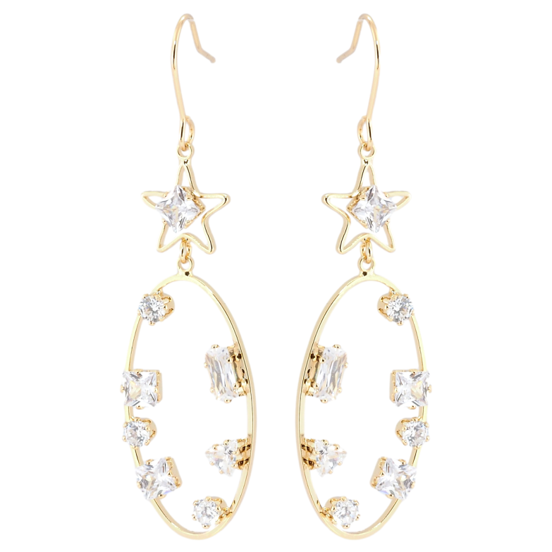 Сережки Xuping QQMM Позолота 18K французький замок Декоративні підвіски з фіанітами фото №1