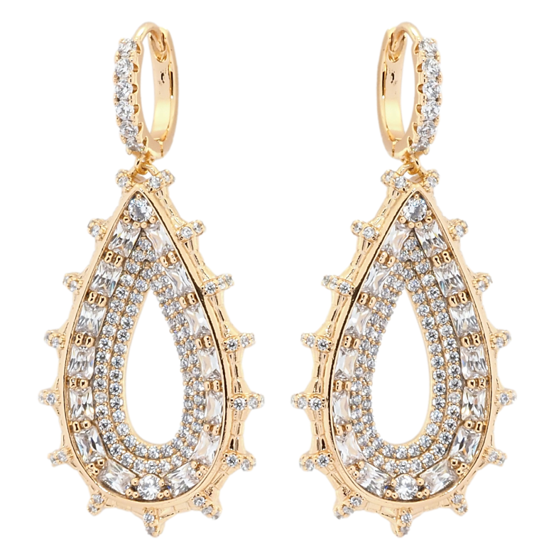 Сережки Xuping QQMM Позолота 18K підвіски на колечках Краплеподібні підвіски з інкрустацією цирконієм фото №1