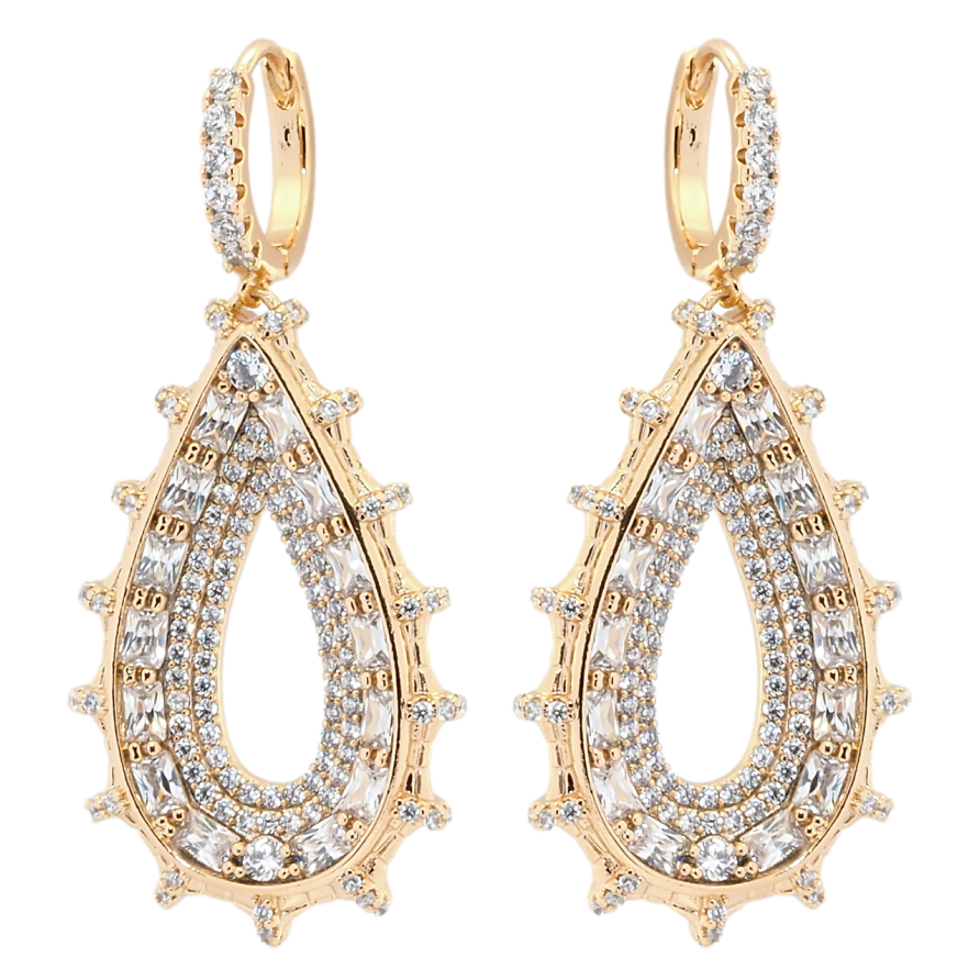 Сережки Xuping QQMM Позолота 18K підвіски на колечках Краплеподібні підвіски з інкрустацією цирконієм фото №1