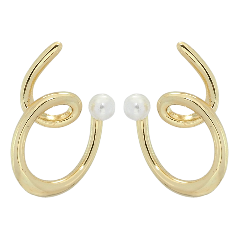 Сережки Xuping QQMM Позолота 14K пусети Завитки з перлинами фото №2