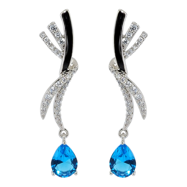 Сережки Xuping QQMM Родій пусети Декоративні підвіски з блакитними фіанітами фото №4