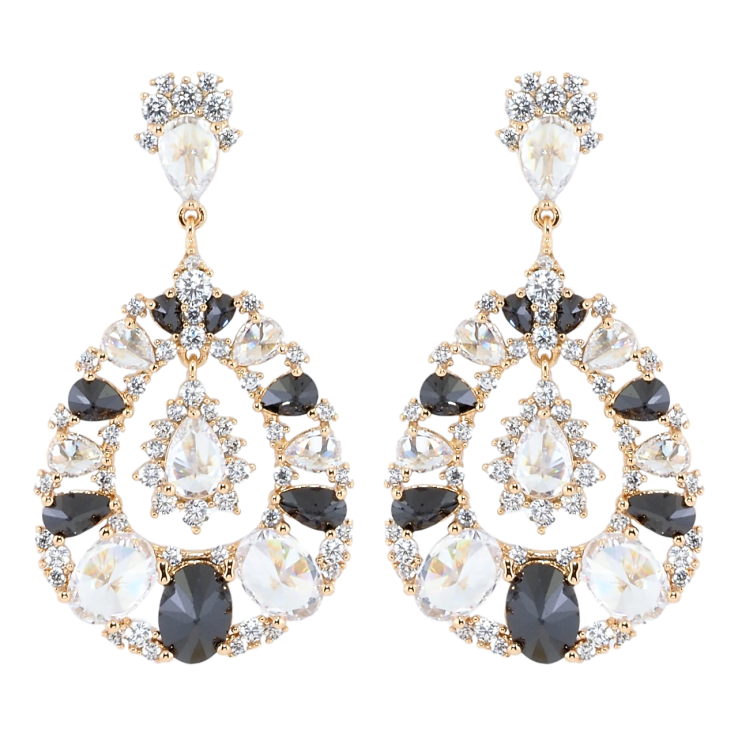 Серьги Xuping JEAN GOUJON Позолота 18K пусеты Изящные подвески с черными и белыми фианитами фото №20