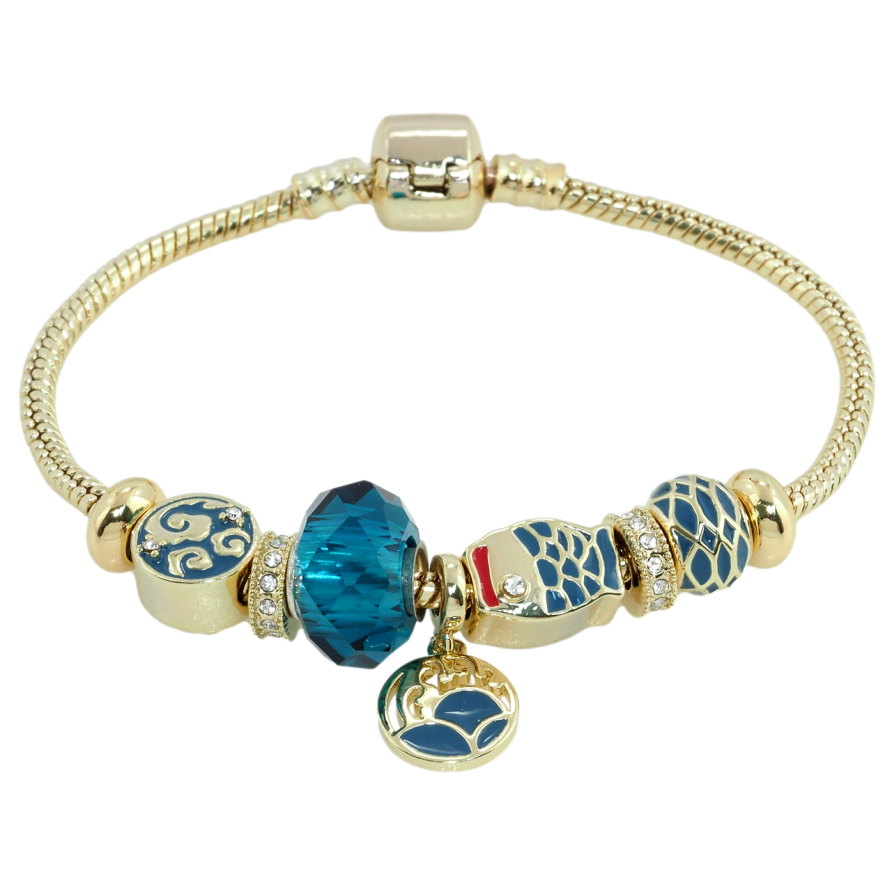 Браслет Xuping QQMM Позолота 14K У стилі Pandora Ювелірний шнур з декоративними намистинами довжина 18см х 3мм фото №1