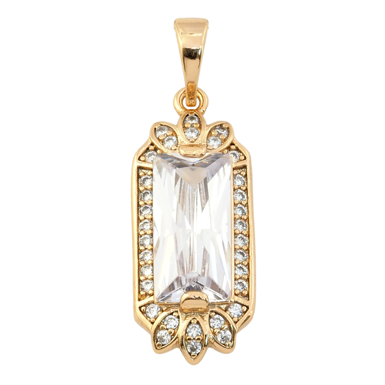 Кулон Xuping Позолота 18K Фіаніт у декоративній оправі для ланцюжка до 5мм фото №1