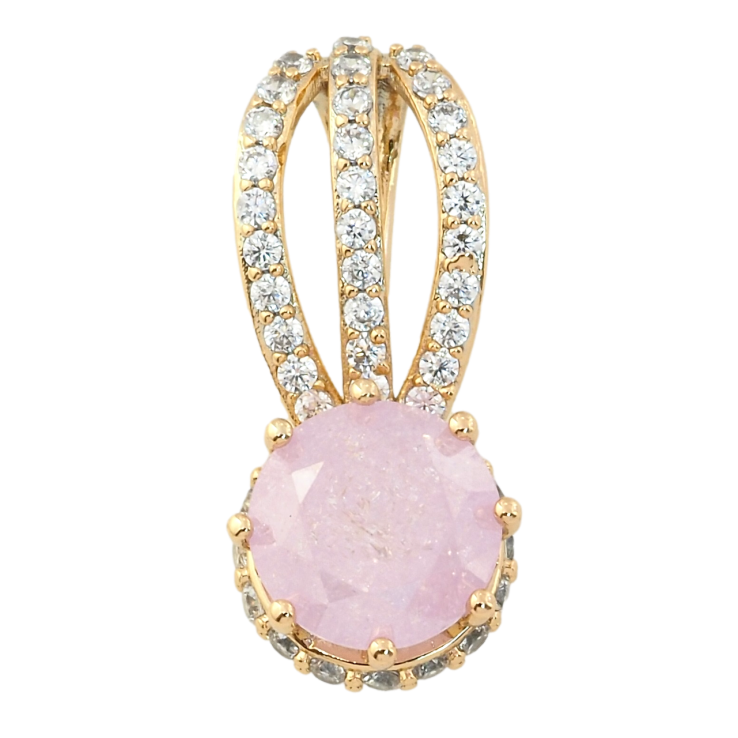 Кулон Xuping Позолота 18K Рожевий фіаніт на декоративній петельці з цирконієм для ланцюжка до 7мм фото №4
