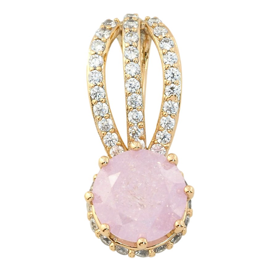 Кулон Xuping Позолота 18K Рожевий фіаніт на декоративній петельці з цирконієм для ланцюжка до 7мм фото №1