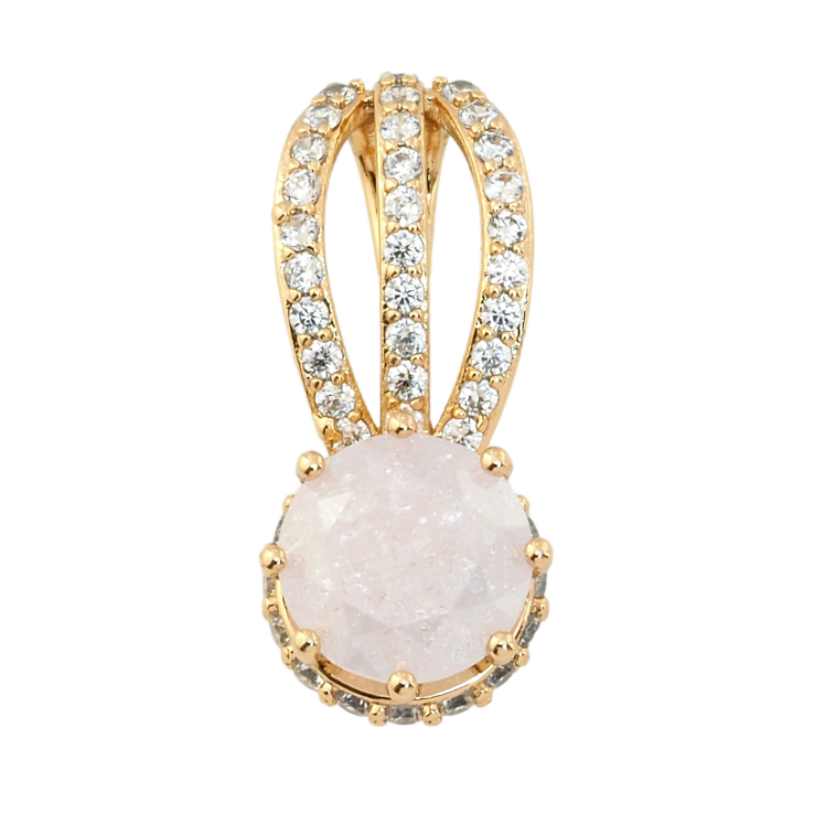 Кулон Xuping Позолота 18K Світло-рожевий фіаніт на декоративній петельці з цирконієм для ланцюжка до 7мм фото №3