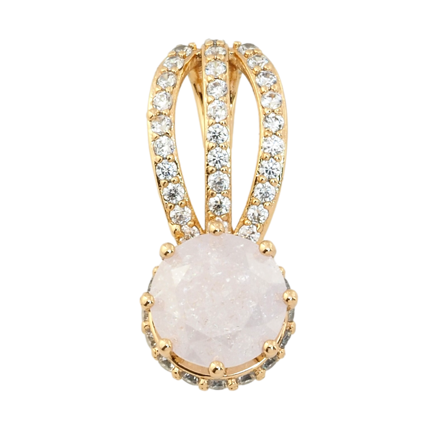 Кулон Xuping Позолота 18K Світло-рожевий фіаніт на декоративній петельці з цирконієм для ланцюжка до 7мм фото №1