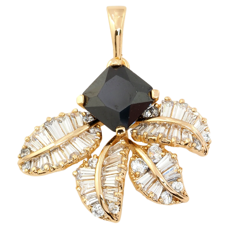 Кулон Xuping Позолота 18K Чорний фіаніт з кришталевими листочками для ланцюжка до 6мм фото №1
