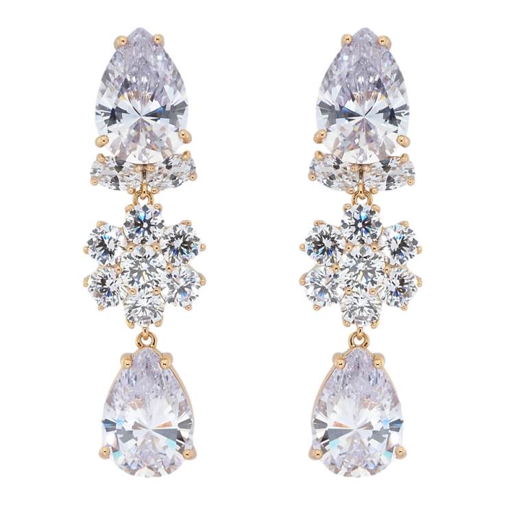 Сережки Xuping Позолота 18K пусети Кристальні підвіски фото №22