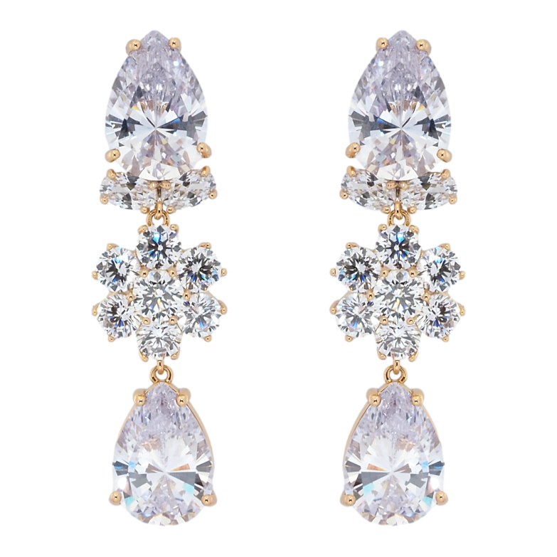 Сережки Xuping Позолота 18K пусети Кристальні підвіски фото №1 Сережки Xuping Позолота 18K пусети Кристальні підвіски фото №1