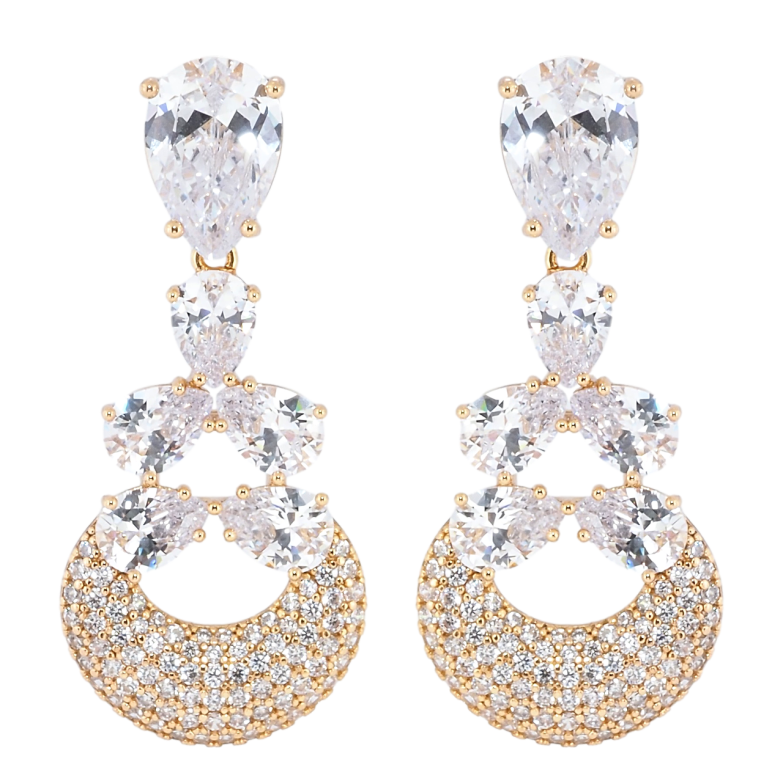 Сережки Xuping Позолота 18K пусети Декоративні кришталеві підвіски фото №1