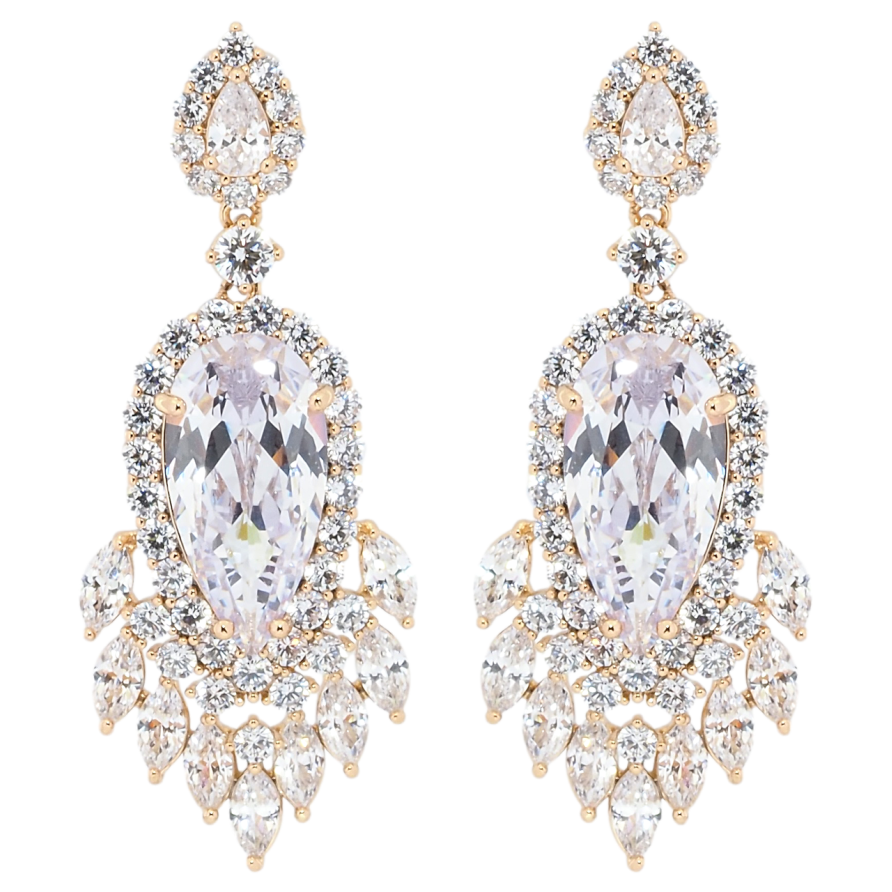 Сережки Xuping Позолота 18K пусети Розкішні кришталеві підвіски фото №1 Сережки Xuping Позолота 18K пусети Розкішні кришталеві підвіски фото №1