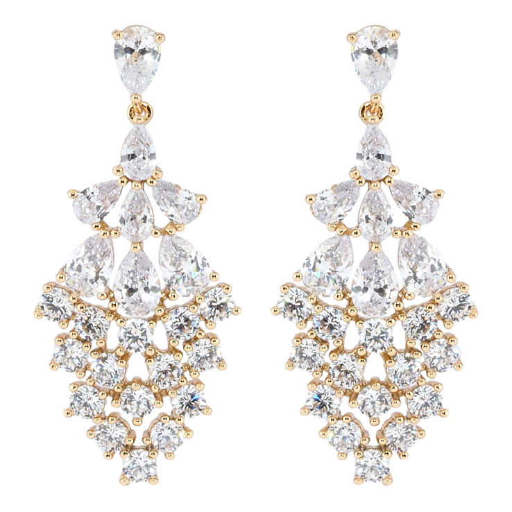 Сережки Xuping Позолота 18K пусети Розкішні кришталеві підвіски фото №11