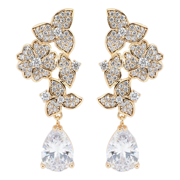 Серьги Xuping Позолота 18K пусеты Цветочные подвески фото №2