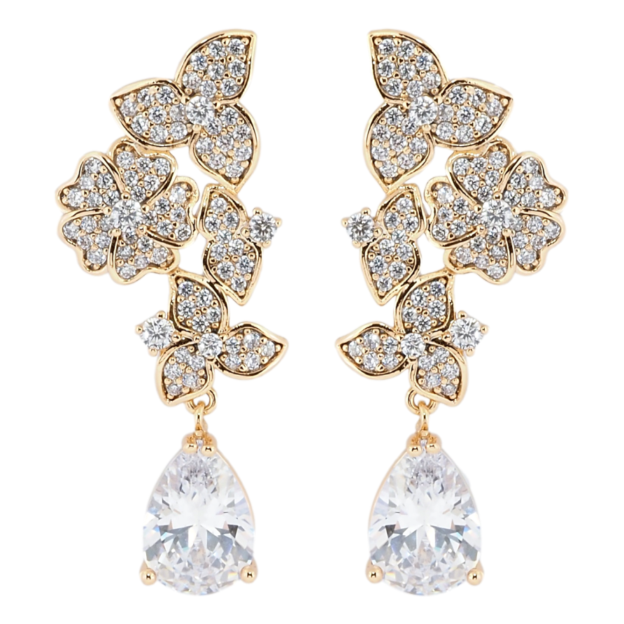 Серьги Xuping Позолота 18K пусеты Цветочные подвески фото №1