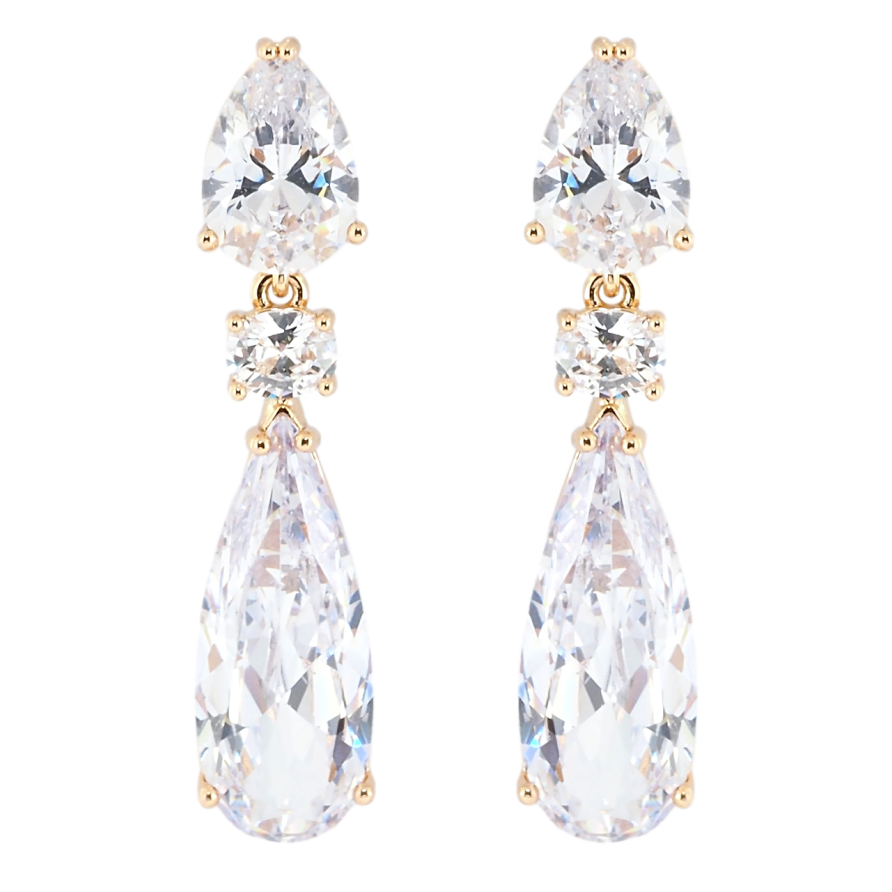 Серьги Xuping Позолота 18K пусеты Кристальные подвески фото №1