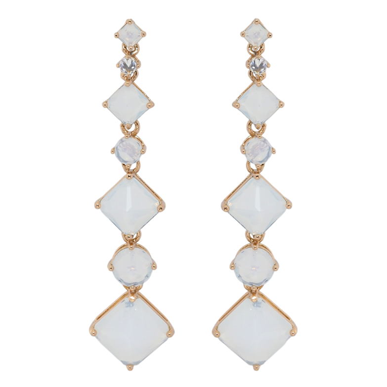 Сережки Xuping Позолота 18K пусети Кришталеві підвіски з білими фіанітами фото №1