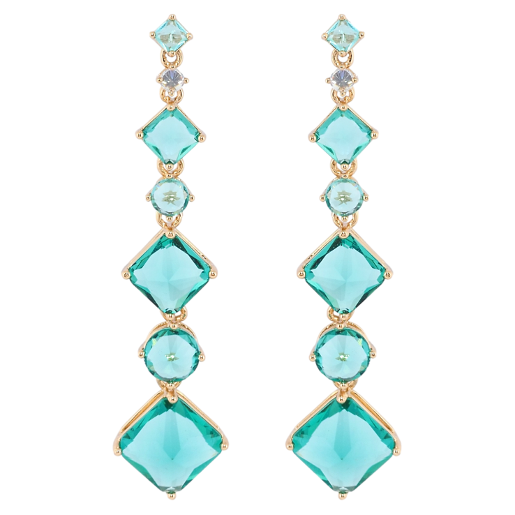 Сережки Xuping Позолота 18K пусети Кришталеві підвіски з бірюзовими фіанітами фото №17