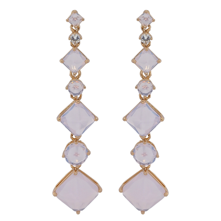 Сережки Xuping Позолота 18K пусети Кришталеві підвіски з рожевими фіанітами фото №16