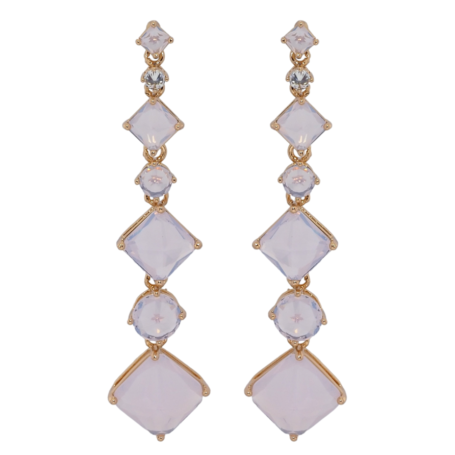 Сережки Xuping Позолота 18K пусети Кришталеві підвіски з рожевими фіанітами фото №1