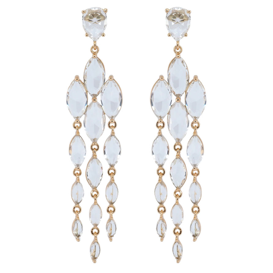 Сережки Xuping Позолота 18K пусети Граційні кристальні підвіски фото №1