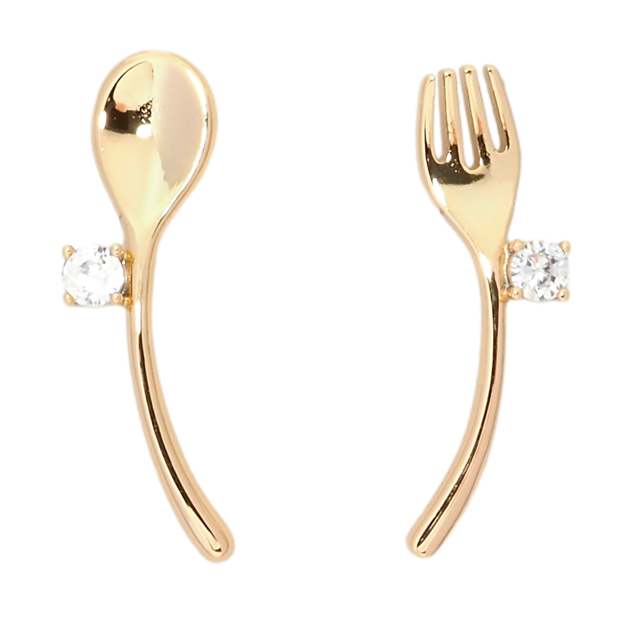 Серьги Xuping Позолота 18K пусеты Ложка с вилкой фото №1