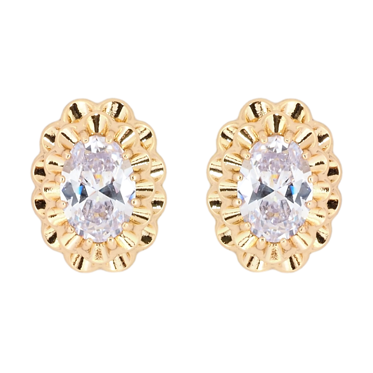 Сережки Xuping Позолота 18K пусети Декоративні овали з фіанітами фото №20