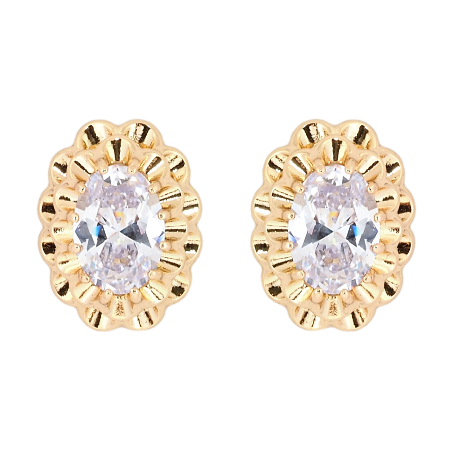 Сережки Xuping Позолота 18K пусети Декоративні овали з фіанітами фото №1