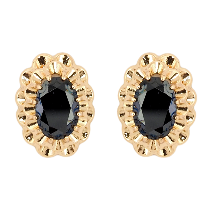 Сережки Xuping Позолота 18K пусети Декоративні овали з чорними фіанітами фото №16