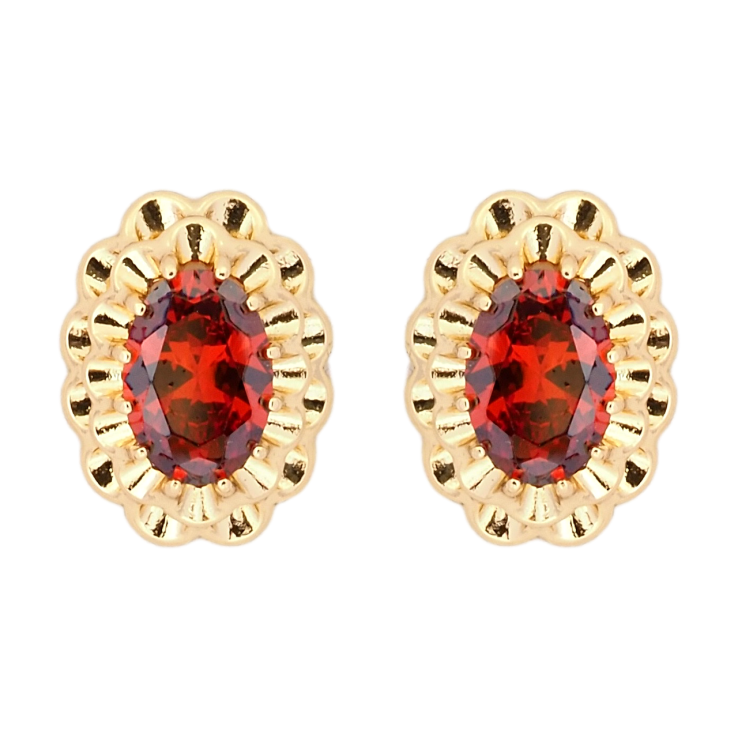 Сережки Xuping Позолота 18K пусети Декоративні овали з червоними фіанітами фото №17