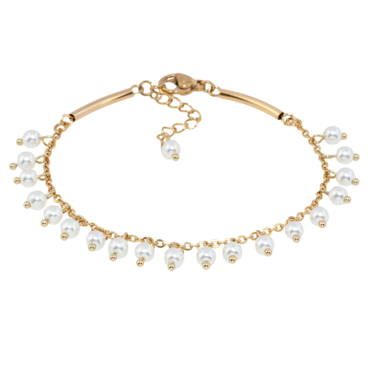 Браслет Xuping Позолота 18K Цепочка с жемчужными бусинами длина с доп.цепочкой 17-20см х 2мм фото №3