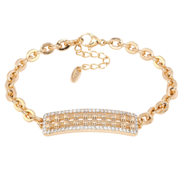 Браслет Xuping Позолота 18K Цепочка Якорное плетение с вставкой длина с доп.цепочкой 17-20.5см х 5мм фото №5